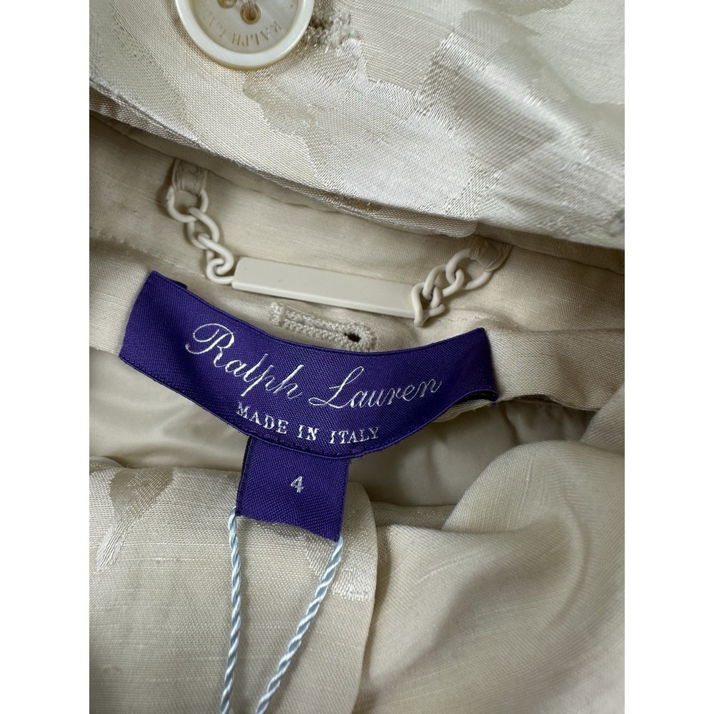 Ralph Lauren Purple Label Ivory Linen Blend Floral Hooded Padded Jacket SZ 4 NWT - Picture 10 of 14